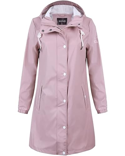 Damen Regenjacke Regenmantel Softshelljacke Friesennerz Parka PU Windbreaker mit Kapuze wasserdicht, Rosa, L Damen Regenjacke Regenmantel Softshelljacke Friesennerz Parka PU Windbreaker mit Kapuze wasserdicht, Rosa, L von Peter Patter