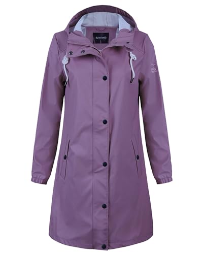 Damen Regenjacke Regenmantel Softshelljacke Friesennerz Parka PU Windbreaker mit Kapuze wasserdicht,Lila,L Damen Regenjacke Regenmantel Softshelljacke Friesennerz Parka PU Windbreaker mit Kapuze wasserdicht,Lila,L von Peter Patter
