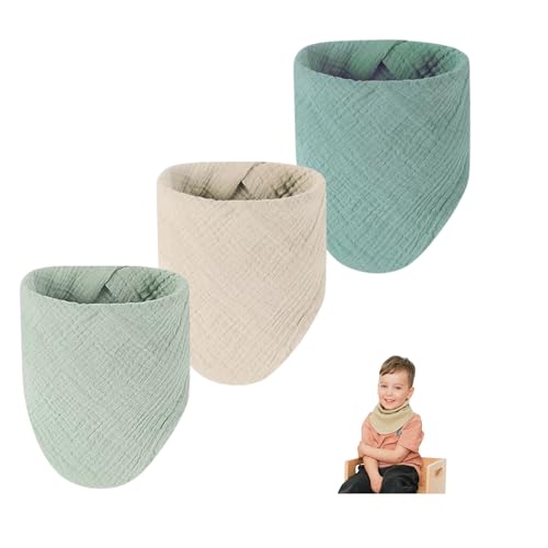 Winter-Herbst geeignet Musselin Halstuch Lätzchen Schal Dreiecktuch für Babys und Kleinkind Schal für Babys und Kleinkind, 3-er Sets (Grün) von Petinard Label