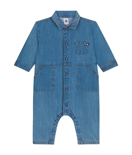 Petit Bateau Baby-Jungen A09JQ Langer Overall, Denim Clair, 12 Monate von Petit Bateau