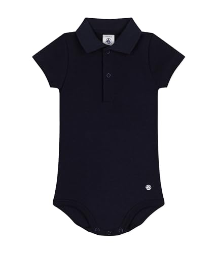 Petit Bateau Baby Jungen A09ZH Kurzärmeliger Body mit Polokragen, Smoking, 12 Monate von Petit Bateau