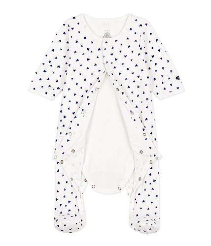 Petit Bateau Baby Jungen Body, Weiss Marshmallow / Blau Newbleu, 6 Monate von Petit Bateau