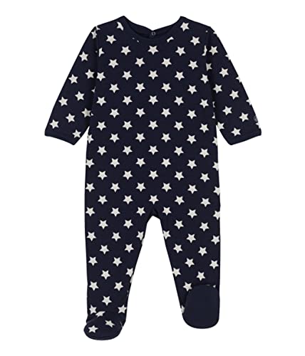 Petit Bateau Baby Jungen Pyjama zum Schlafen gut, Blau Smoking / Weiss Marshmallow, 12 Monate von Petit Bateau