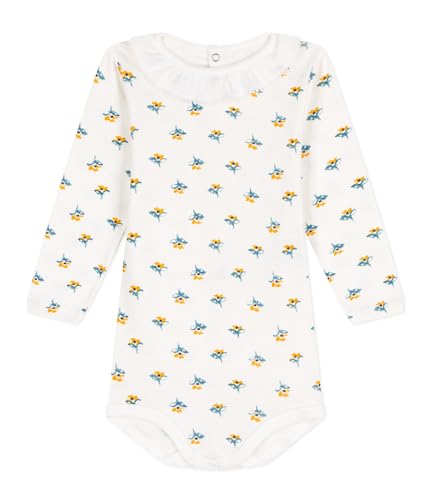 Petit Bateau Baby Mädchen Langarm-Body mit Kragen, Weiss Marshmallow / Mehrfarbig, 3 Monate von Petit Bateau