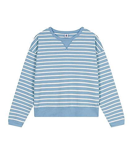 Petit Bateau Damen Sweatshirt, Blau Azul / Beige Montelimar, S von Petit Bateau