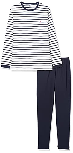 Petit Bateau Jungen Pyjama, Weiss Marshmallow / Blau Smoking, 14 Jahre von Petit Bateau