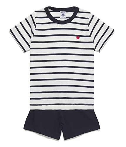 Petit Bateau Jungen Pyjacourt, Weiss Marshmallow / Blau Smoking, 3 Jahre von Petit Bateau