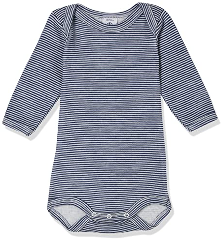 Petit Bateau Unisex Baby Gestreifte Langarm-Bodys, Blau Medieval / Weiss Marshmallow, 3 Monate von Petit Bateau