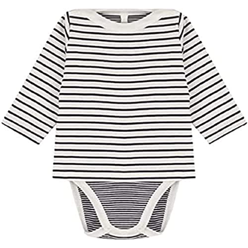 Petit Bateau Unisex Baby Matrosen-Body mit langen Ärmeln, Weiss Marshmallow / Blau Smoking, 12 Monate von Petit Bateau