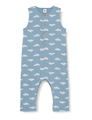 Petit Bateau Baby Mädchen Langer Overall, Blau Rover / Weiss Marshmallow, 6 Monate von Petit Bateau