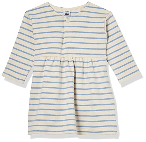 Petit Bateau Baby Mädchen Langarmkleid, Weiss Avalanche / Blau Sky Chine, 18 Monate von Petit Bateau