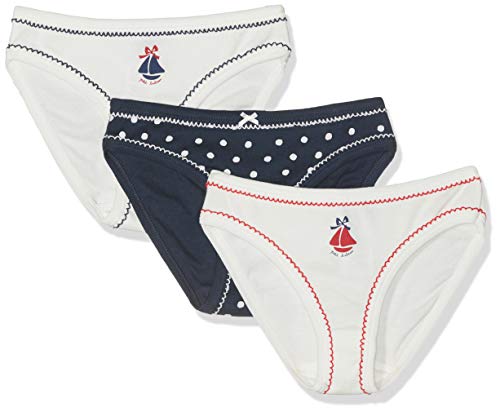 Petit Bateau Mädchen Culotte_4800500 Unterhose, Mehrfarbig (Variante 1 00), 128 (3er Pack) von Petit Bateau