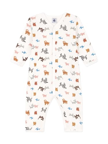 Petit Bateau Unisex Baby Pyjama ohne Fuß für einen guten Schlaf, Weiss Marshmallow / Braun Ecureuil, 18 Monate von Petit Bateau