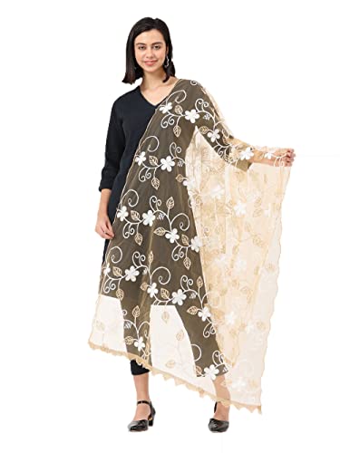 Petrichor Damen Netz Bestickt Dupatta Schal, Gold, 2.2 Meters Petrichor Damen Netz Bestickt Dupatta Schal, Gold, 2.2 Meters von Petrichor