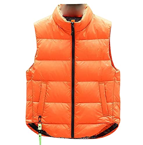 Daunenweste Herren Ärmellose Winterweste Jacke Ärmellos Herren Steppweste Westen Männer Warme Oversize Armellose Puffer Weste Herren Winter Herrenwesten Übergrößen Outdoor Steppjacke Herren Orange XXL von Peuignao