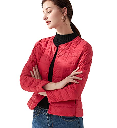 Leichte Daunenjacke Damen Leichter Daunenmantel Damen Ultraleichte Daunenjacke Damen Leicht Steppjacke Lightweight Steppmantel Federleichte Daunenjacken Daunen Mantel Für Frauen Daun Jacken Rot 3XL von Peuignao