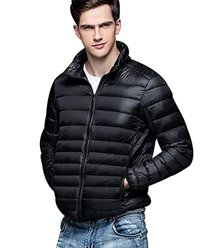 Leichte Daunenjacke Herren Daunen Steppjacke Herren Leicht Puffer Jacke Herren Männer Stepp Winterjacke Daunenmantel Ultraleicht Steppmantel Herren Down Jacket Light Men Mantel Wasserdicht Schwarz 5XL von Peuignao