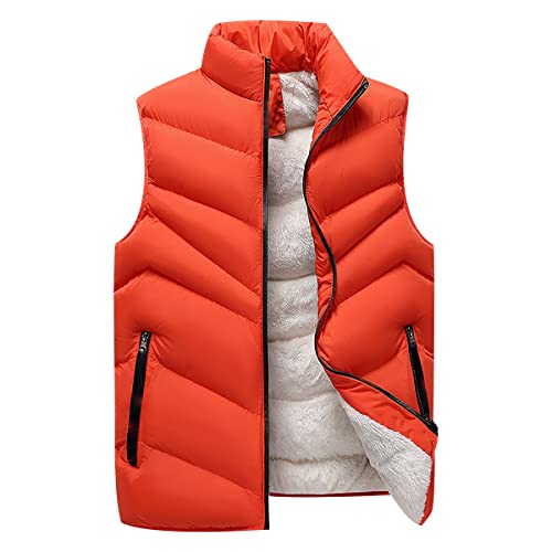 Steppweste Herren Fleeceweste Winterweste Wattierte Weste Ärmellose Jacke Herren Fleece Westen Männer Warme Oversize Armellose Weste Herren Winter Herrenwesten Übergrößen Steppjacke Herren Orange L von Peuignao