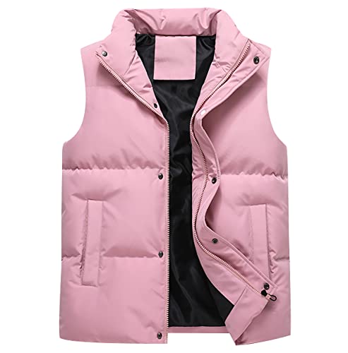 Wattierte Weste Herren Winterweste Ärmellose Jacke Herren Steppweste Westen Männer Warme Oversize Armellose Weste Herren Winter Herrenwesten Übergrößen Herren-Steppweste Steppjacke Herren Rosa XXL von Peuignao