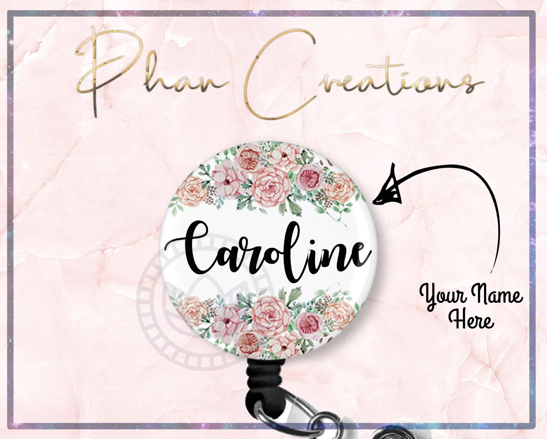 Personalisieren Sie Name Floral Id Badge Reel, Blumen Badge, Boho Custom Krankenschwester Geschenk, Atemtechnik, Cna, Lvn von PhanCreations