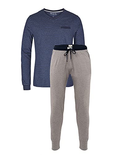 Phil & Co. Berlin Herren Pyjama 1-Pack Long - gestreift-grau - Größe L von Phil & Co. Berlin