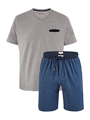 Phil & Co. Berlin Herren Pyjama 1-Pack Shorty - grau-Navy - Größe L von Phil & Co. Berlin