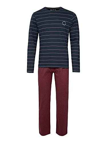 Phil & Co. Berlin Herren Pyjama Schlafanzug lang Baumwolle Zweiteiliger Pyjama-Set Nachtwäsche Langarm Oberteil 1-Pack Special - Bordeaux YDS - Größe XL von Phil & Co. Berlin