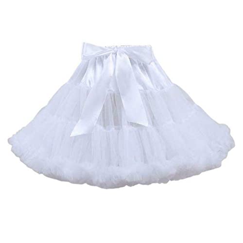 Damen Elastisch Chiffon Petticoat Puffy Tutu Tüllrock Prinzessin Ballett Tanz Pettiskirts Unterrock Mehrschichtige - Wei� - von PhilaeEC