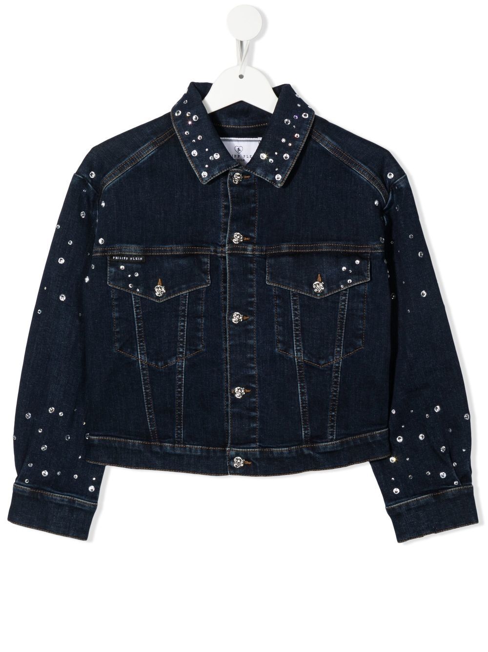 Philipp Plein Junior Jeansjacke mit Kristallen - Blau von Philipp Plein Junior