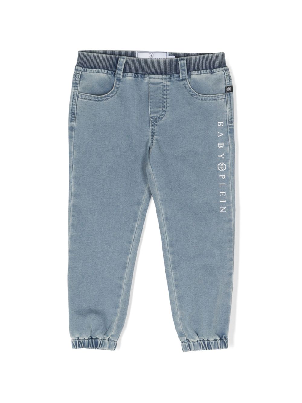 Philipp Plein Junior Gerippte Jeans mit Logo-Print - Blau von Philipp Plein Junior