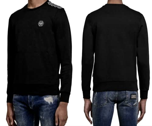 Philipp Plein Cult Logo Sweatshirt Pulli Sweater Jumper Striped Pullover with Pockets (as3, Alpha, l, Regular, Regular) von Philipp Plein