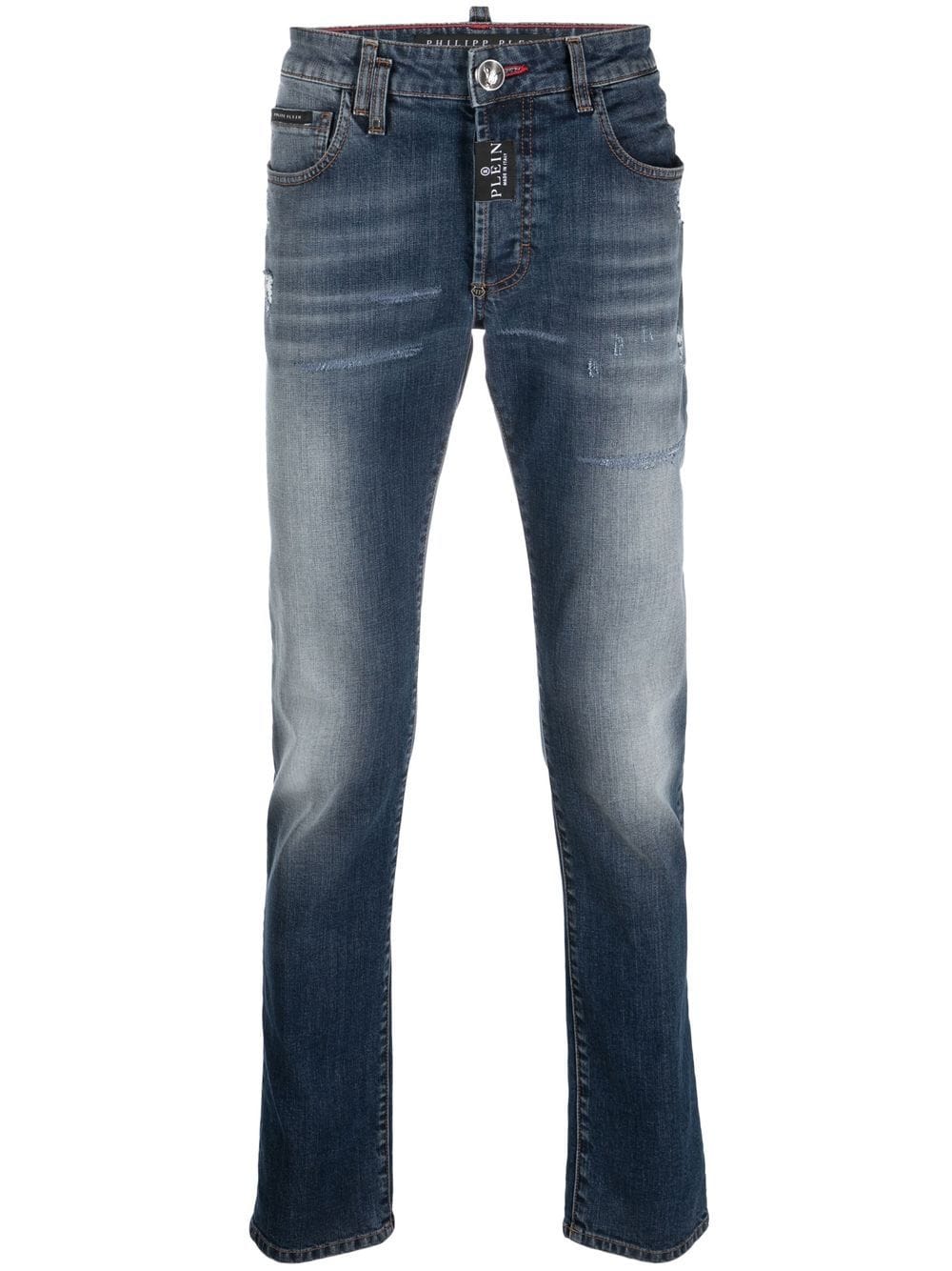 Philipp Plein Straight-Leg-Jeans mit Logo-Patch - Blau von Philipp Plein