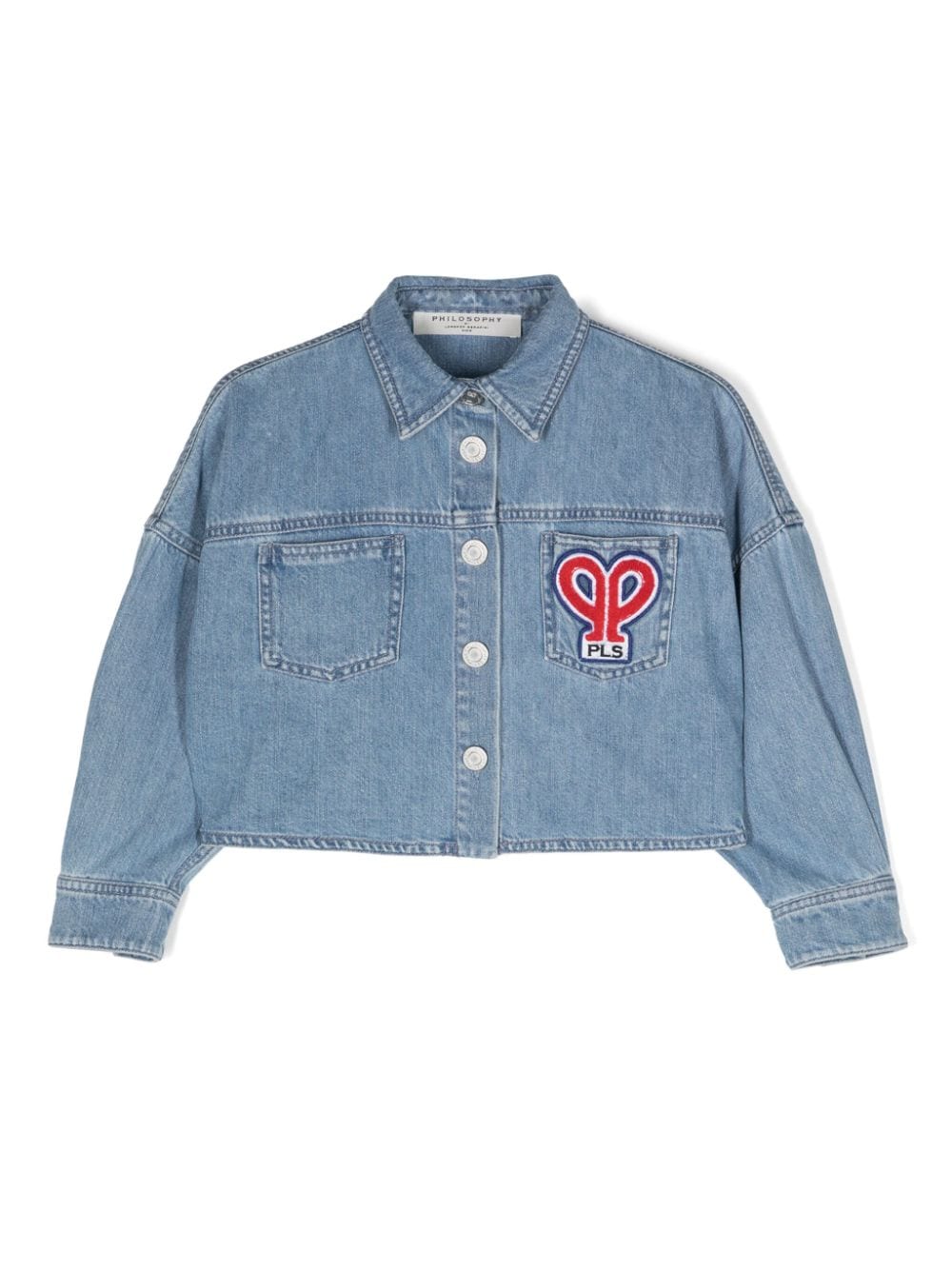 Philosophy Di Lorenzo Serafini Kids Cropped-Jeansjacke mit Logo-Stickerei - Blau von Philosophy Di Lorenzo Serafini Kids