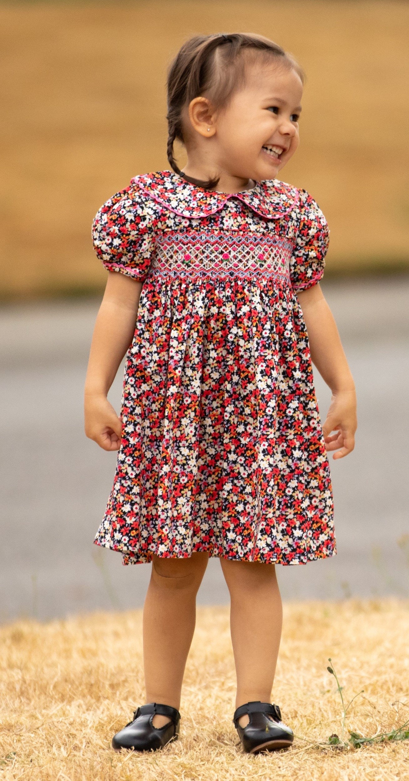 Baby Mädchen Rot Floral Hand Smocked Prinzessin Kleid Party Babydoll Größe 12 Monate - 6 Jahre von Phlona