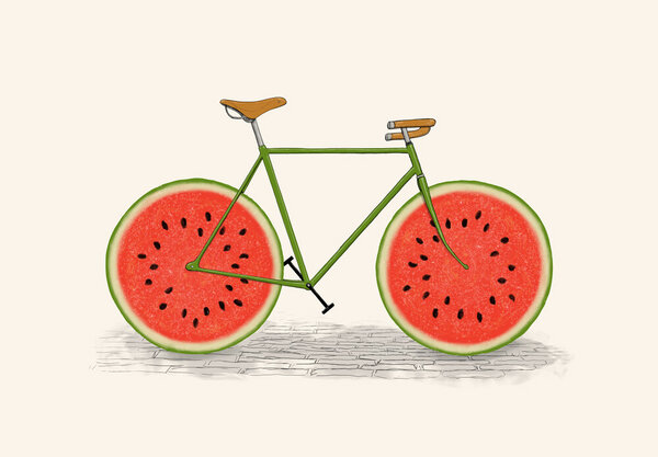 Photocircle Poster / Leinwandbild - Juicy - Wassermelonen-Fahrrad von Photocircle