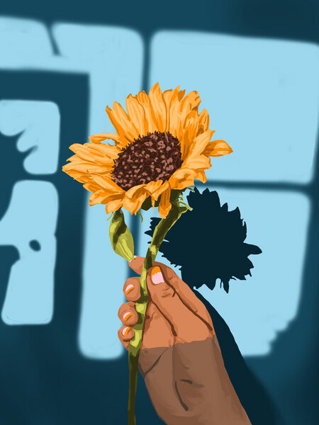 Photocircle Poster / Leinwandbild - What You Think, You Become. Sunflower Still Life von Photocircle