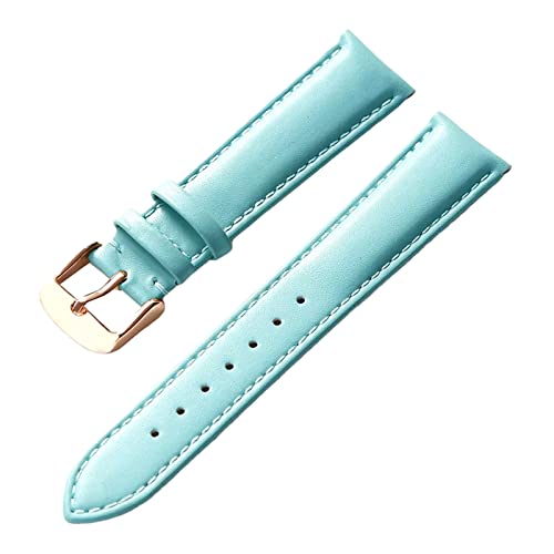 PiWine Uhrenarmbänder, Uhrenarmband, 13–22 mm, for Herren und Damen, schlichtes Echtleder-Armband, Edelstahl-Dornschließe, bequemes, atmungsaktives Uhrenarmband (Color : Light Blue Rose, Size : 21mm) von PiWine