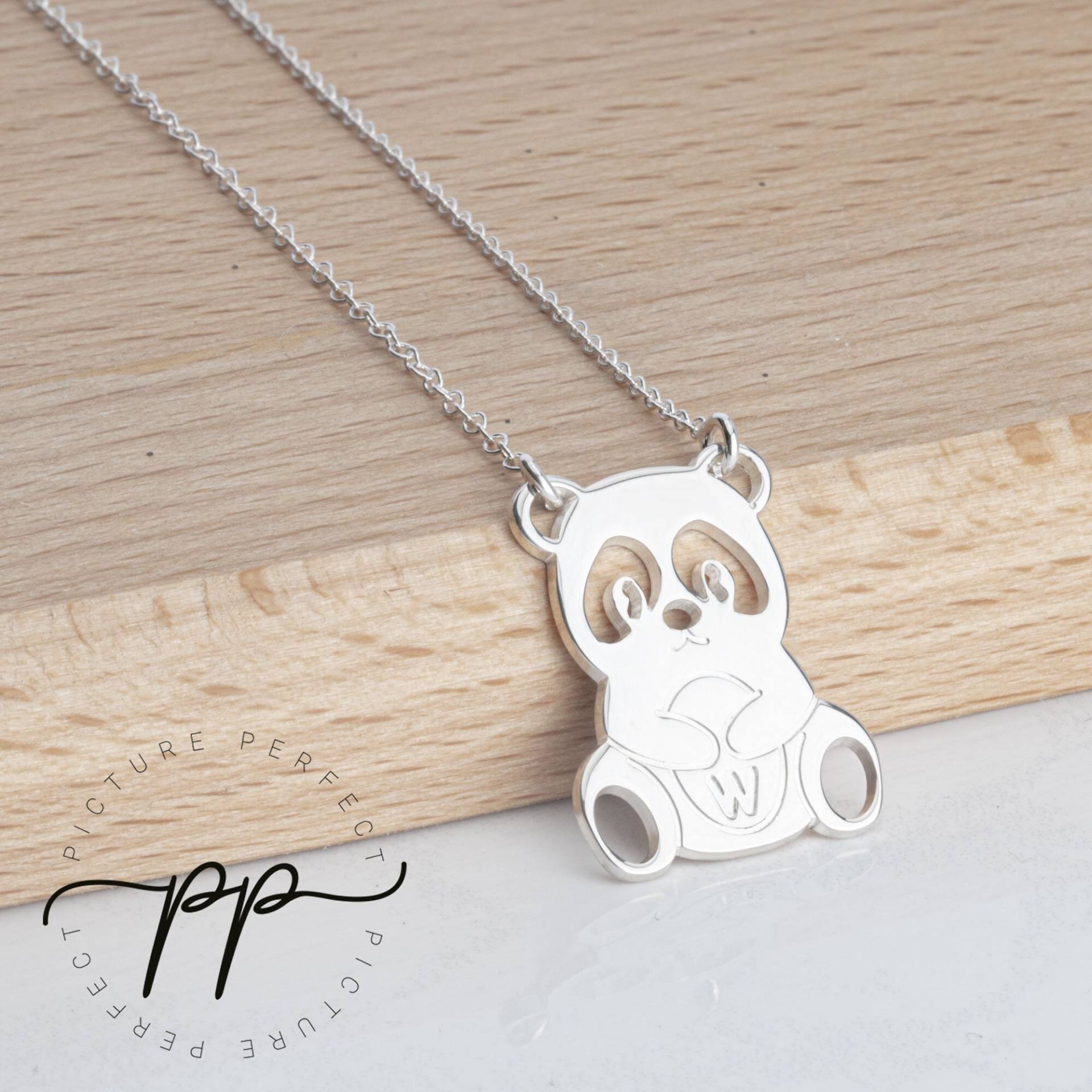 Panda Halskette Mit Initial - Sterling Silber Teddy Buchstabe Benutzerdefinierte Anhänger Für Kinder von PicturePerfectPP