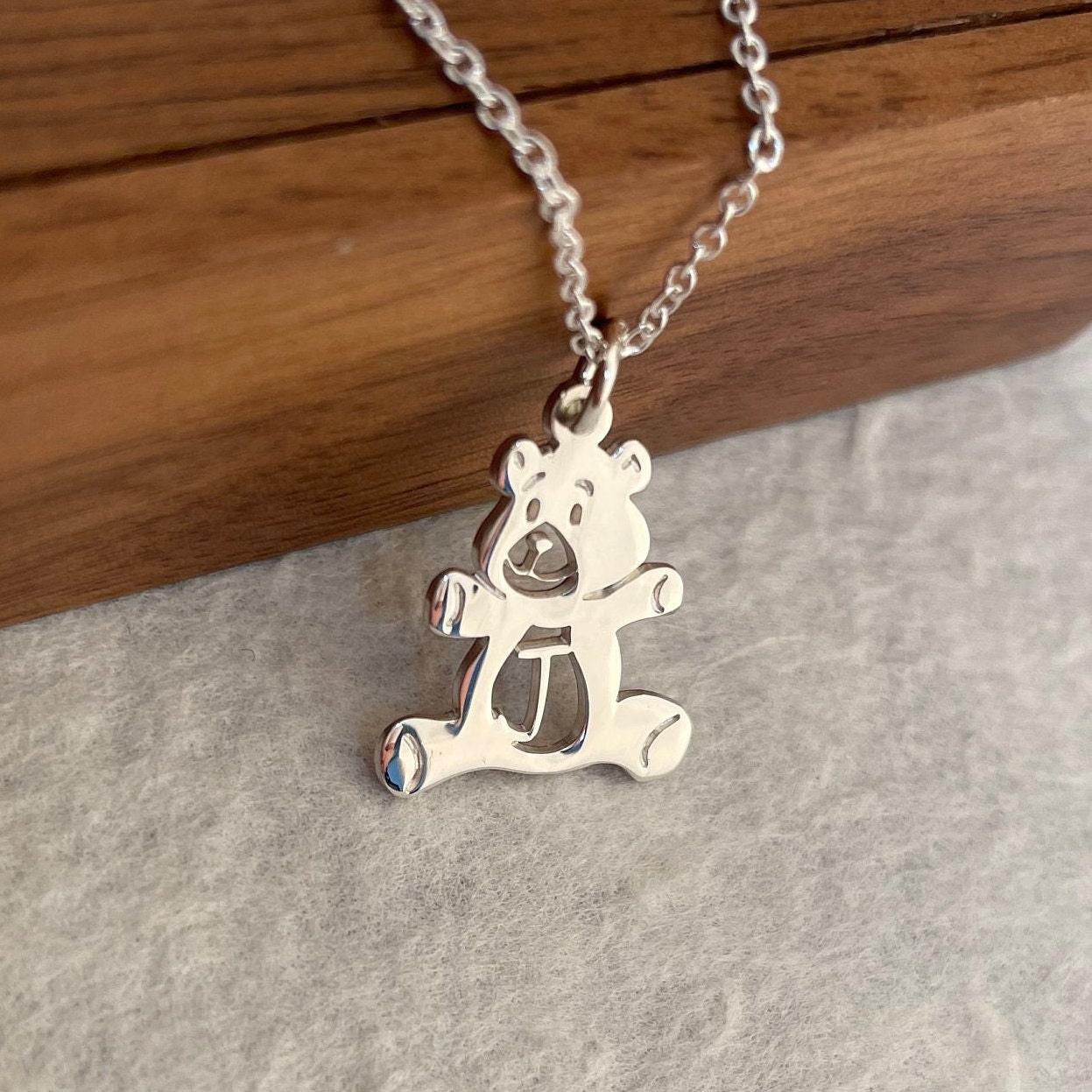 Teddy Bär Initial Halskette - Nach Maß Schmuck Für Kinder Sterling Silber/Gold Roségold Buchstabe Anhänger Weihnachtsgeschenk Idee von PicturePerfectPP