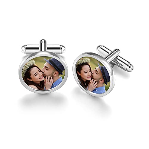 PiercingJak Manschettenknöpfe Herren mit Foto Gravur 1 Paar Metall Manschettenknöpfe Männer Hemden Cufflinks Personalisierte Geschenk für Hochzeit Bräutigam Trauzeugen Jubiläum, Silber PiercingJak Manschettenknöpfe Herren mit Foto Gravur 1 Paar Metall Manschettenknöpfe Männer Hemden Cufflinks Personalisierte Geschenk für Hochzeit Bräutigam Trauzeugen Jubiläum, Silber von PiercingJak