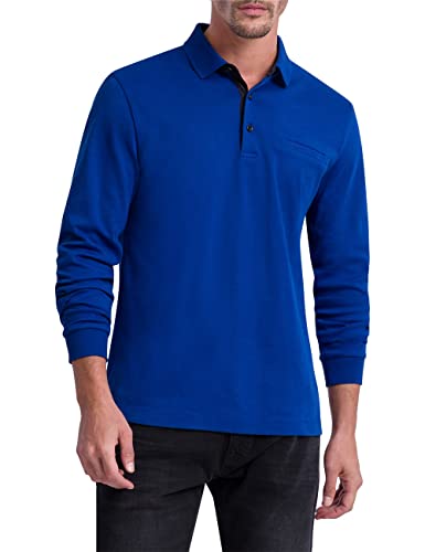 Pierre Cardin Herren Polo-Longsleeve, Yves Blue, 5XL von Pierre Cardin