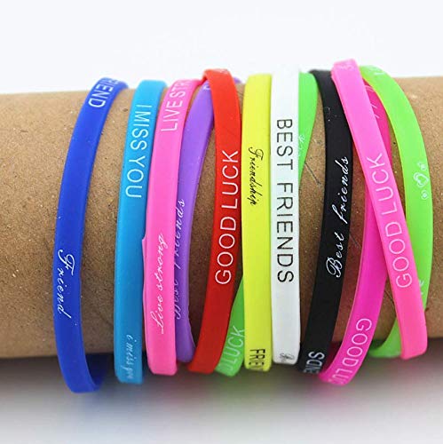 Zonster 20 Stücke Silikon Armband Druckbuchstaben, Armband 5mm Elastische Gummi Freundschaft Armbänder Männer Frauen von PiniceCore