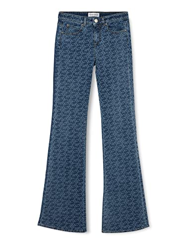 Pinko Damen Flora NO Belt Flare Denim Logo Jeans, ZG4_Bianco/BLU Scuro, 31 von Pinko