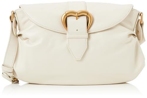 Pinko Damen Jolene Shoulder Classic Kalbsleder Crystal Tasche, Z14m_Weiß Seide-Chocolate Gold von Pinko