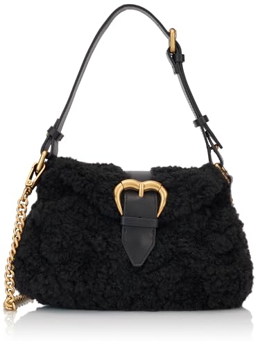 Pinko Damen Jolene Shoulder Mini-Kunstpelz Tasche, Z99m_Black Limousine-Chocolate Gold von Pinko