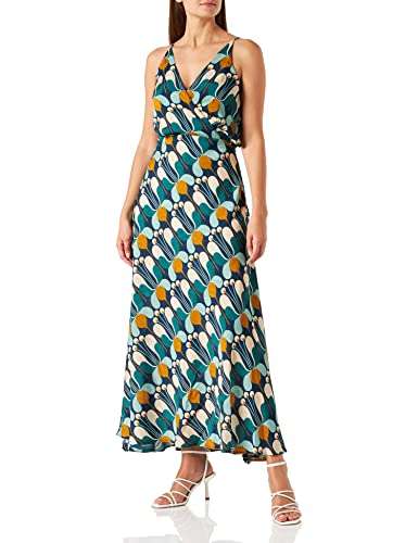 Pinko Damen Kleid Adriana aus fließendem Jacquard Cocktailkleid, Es4_Multi Blau/Grün, 34 von Pinko