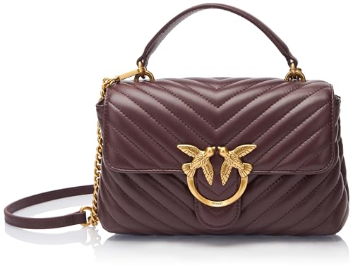 Pinko Damen Love Lady Puff Mini CL Sheep Nappa Chevron Tasche, M03q_Braun Schokolade-Antik-GOL von Pinko