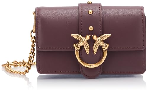 Pinko Damen Love One Micro C Kalbsleder Seide Tasche, M03q_Braun Schokolade-Antik-GOL von Pinko