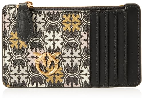 Pinko Damen Reiher Cardholder PVC Logodruck Reisezubehör-Brieftasche, Zm7q_Schwarz/Braun/Weiß.Antike Go von Pinko