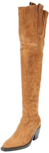 Pinko Damen Strauss Texano Cuissard Suede Westernstiefel, L15 Tabakbraun, 35 EU von Pinko